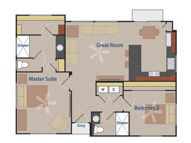 2 Beds • 2 Bath 107 floor plan